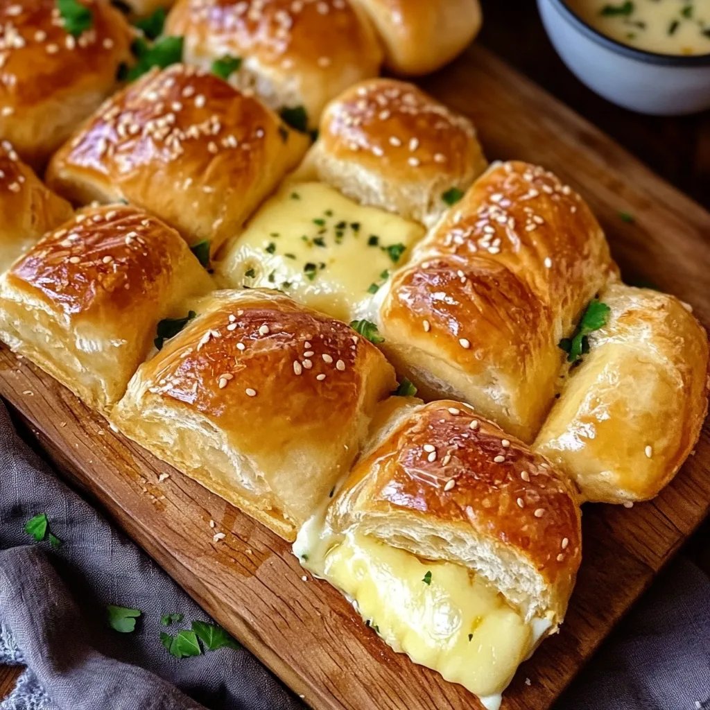 Blätterteigkissen gefüllt mit Schinken und Käse