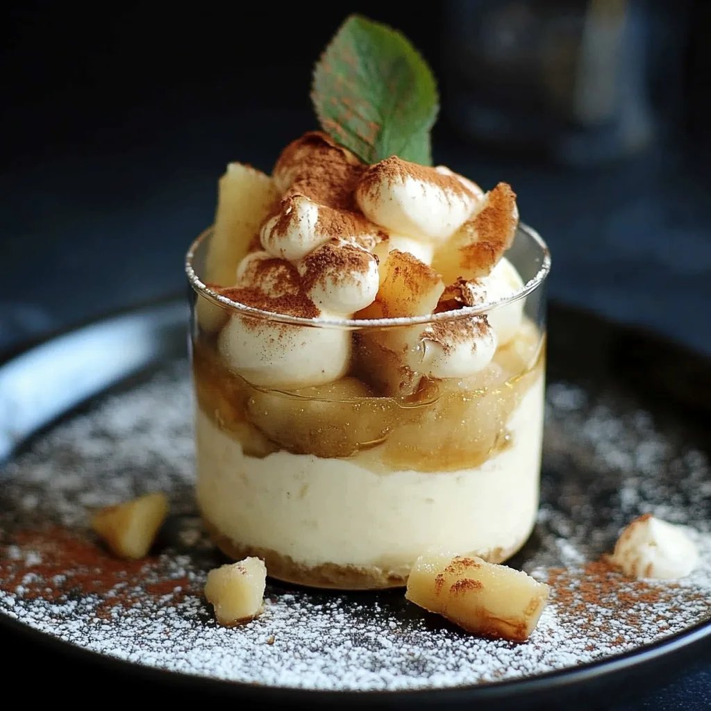 Apfeltiramisu mit Ahornsirup und karamellisierten Walnüssen