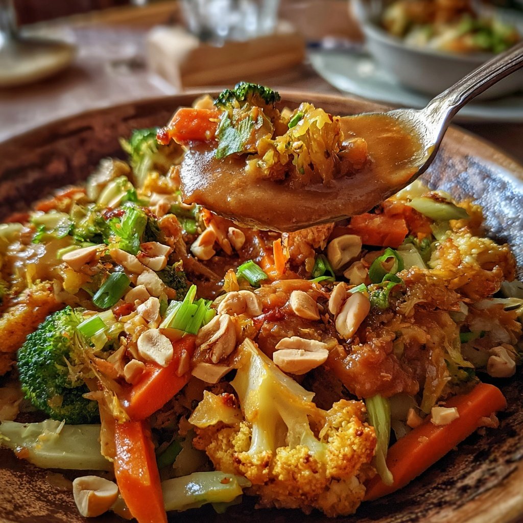 Asiatische Gemüsepfanne mit Erdnuss