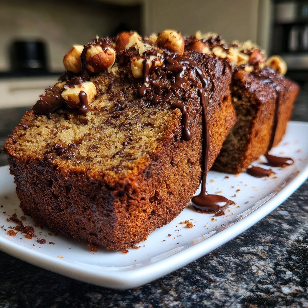 Bananenbrot mit Kakao und Haselnüssen
