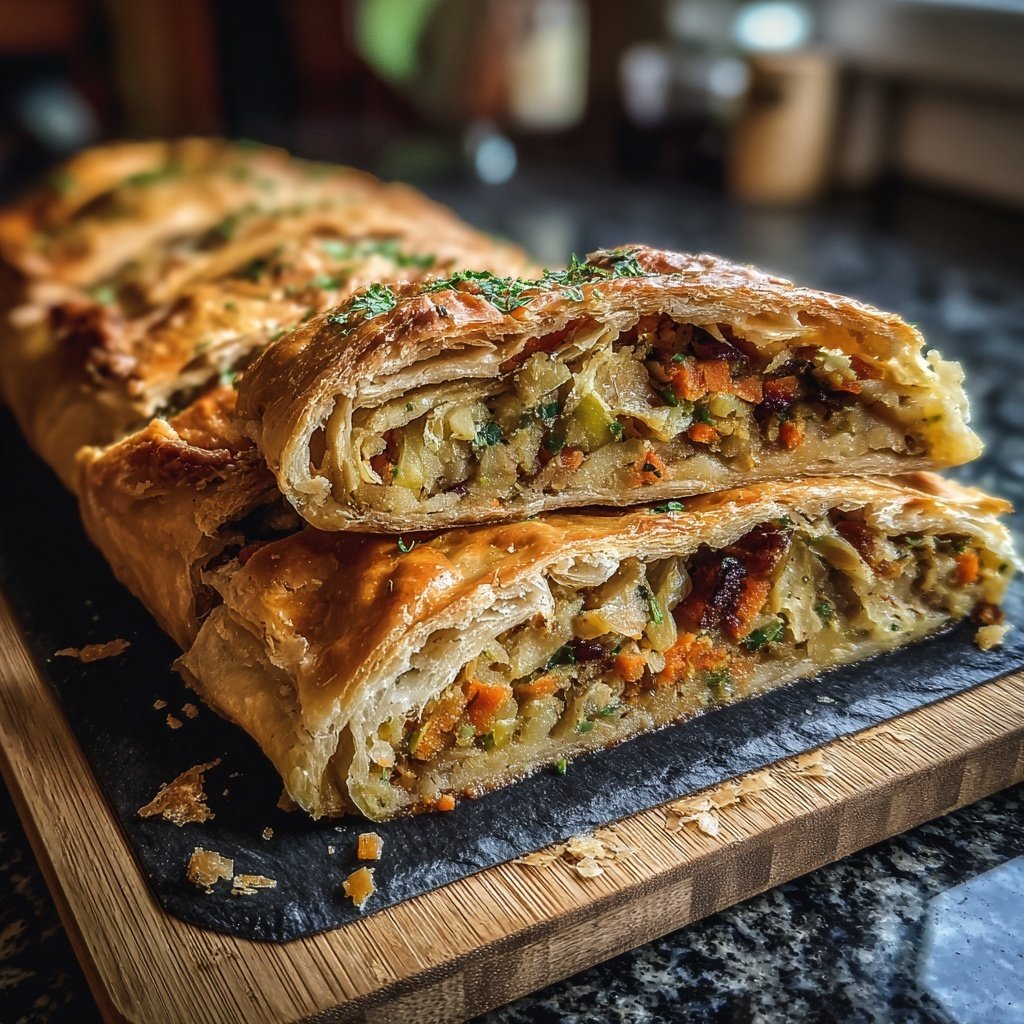 Gemüsestrudel mit Kräuterdip