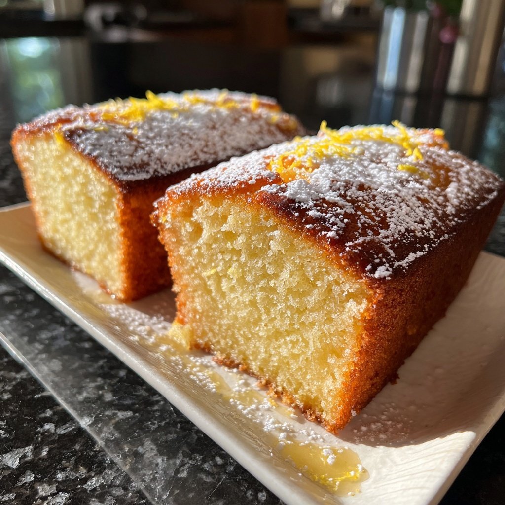 Zitronenkuchen mit Puderzucker