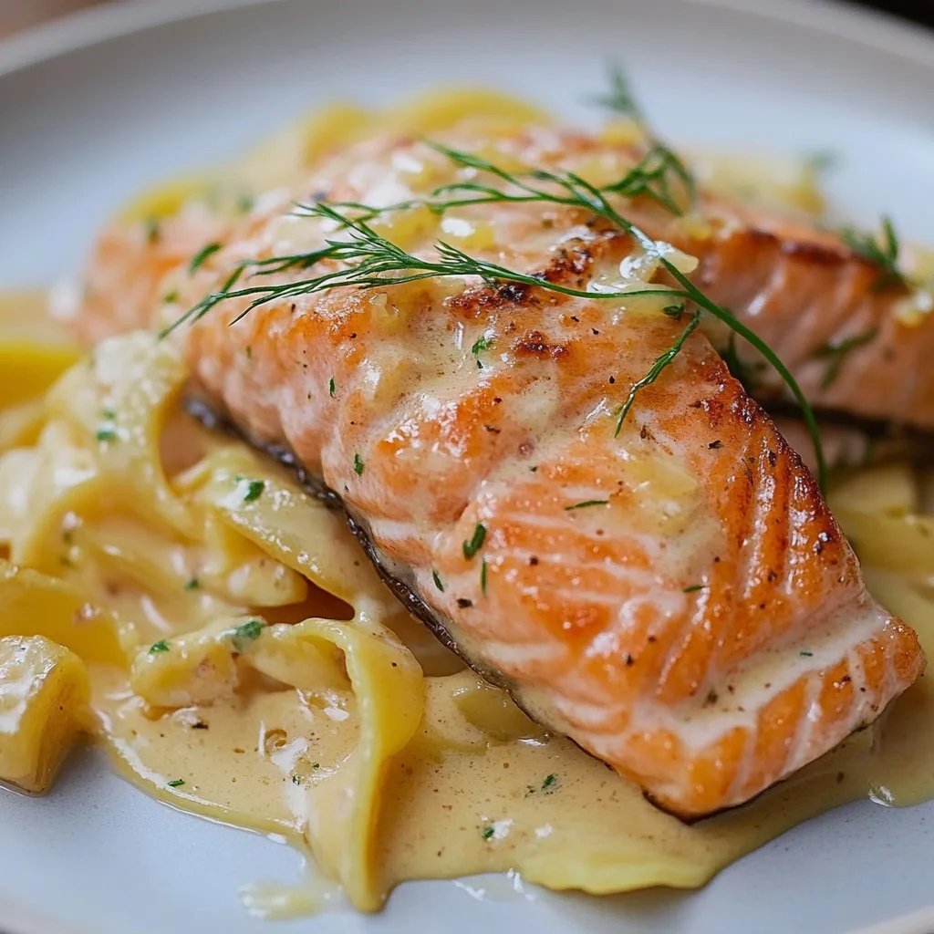 Lachs mit cremiger Sahnesauce