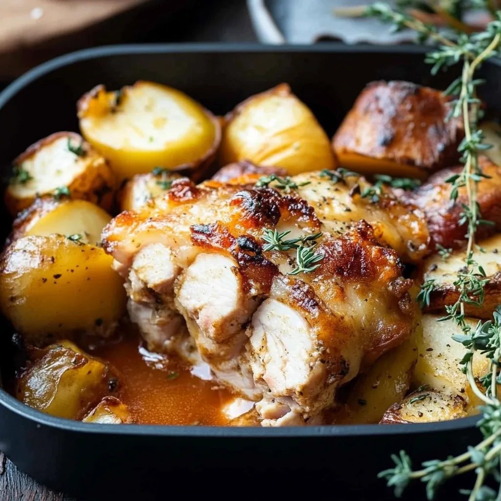 Gratinierter Schweinefilet Apfel Auflauf mit Currysahne