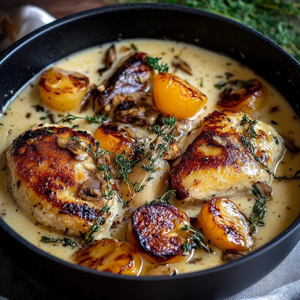 Französisches Hähnchen in Weißweinsauce