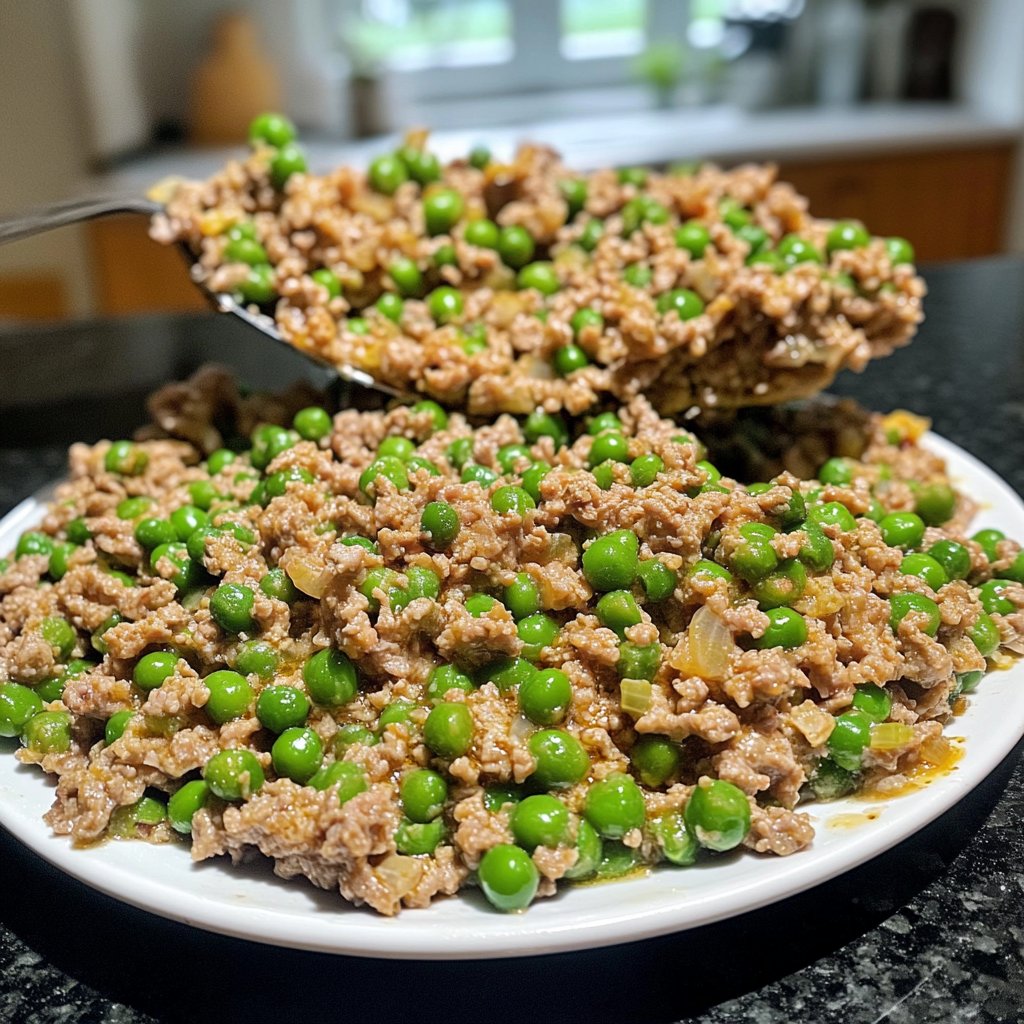 Hackfleisch Pfanne mit Erbsen