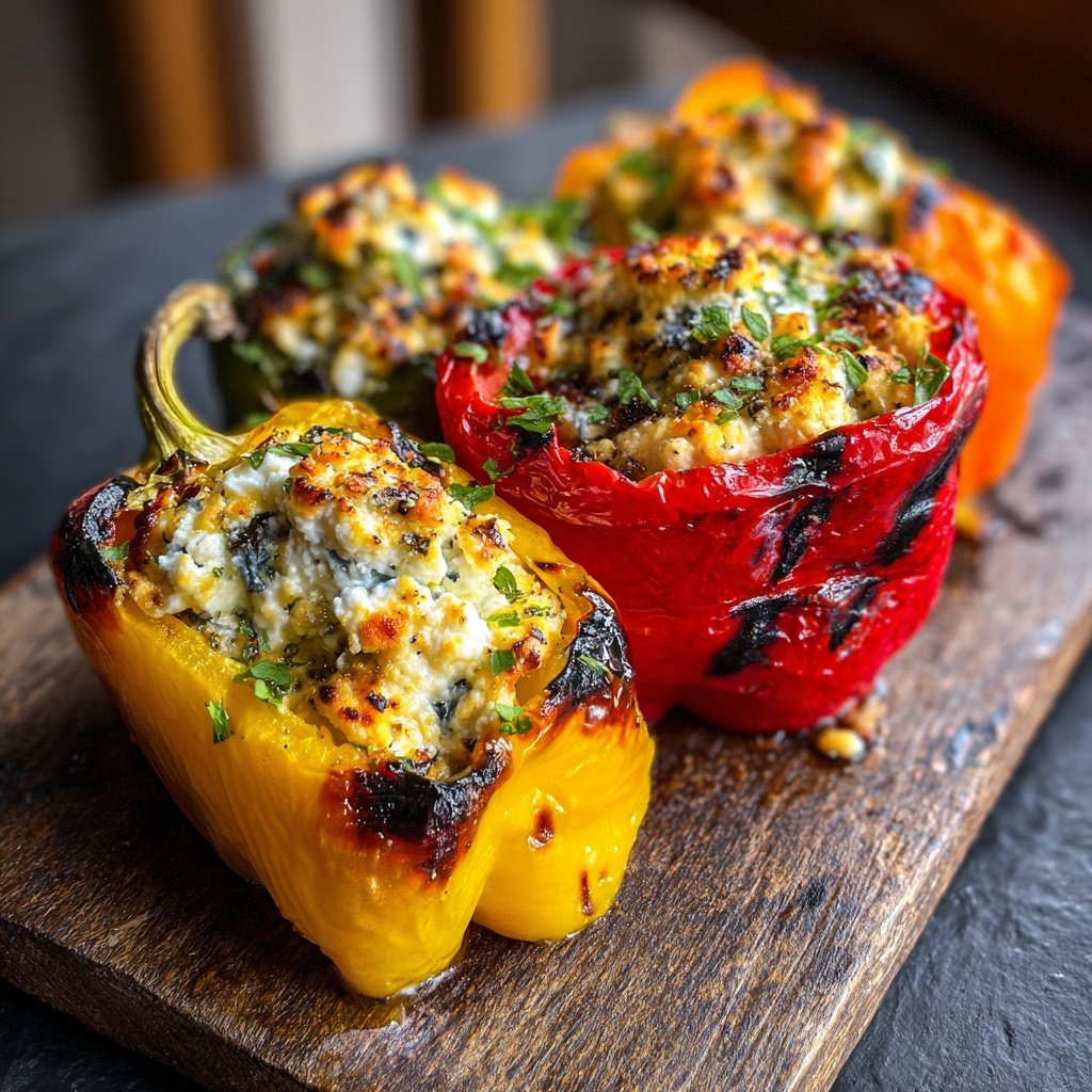 Gegrillte Paprika Mit Feta