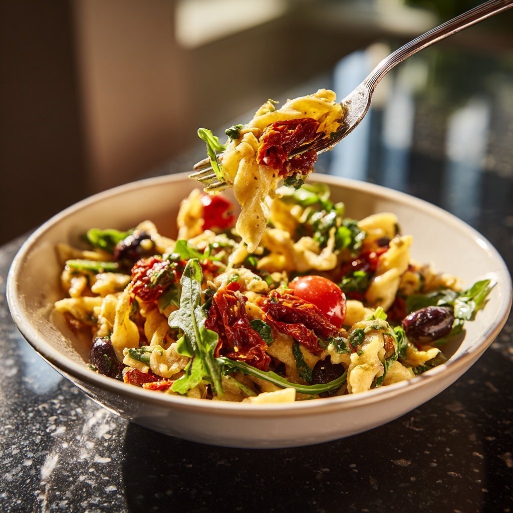 Mediterraner Nudelsalat Mit Rucola